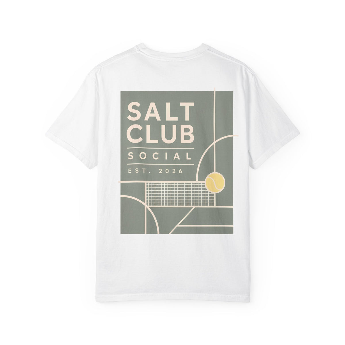 Salt Club Social graphic T-shirt | Tennis court design, EST. 2026