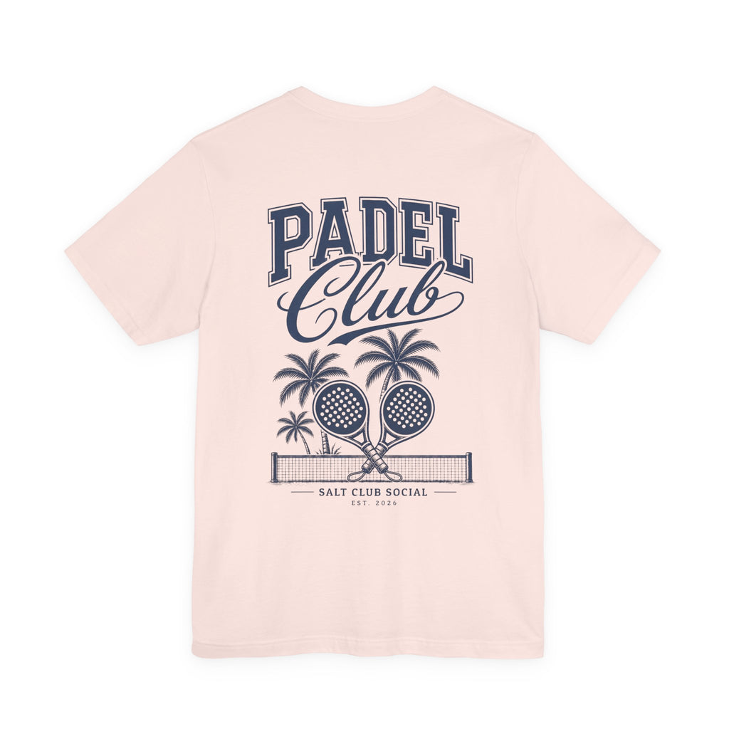 Padel Club Graphic Tee, Padel Rackets, Palm Trees, Court Design, Varsity T-shirt