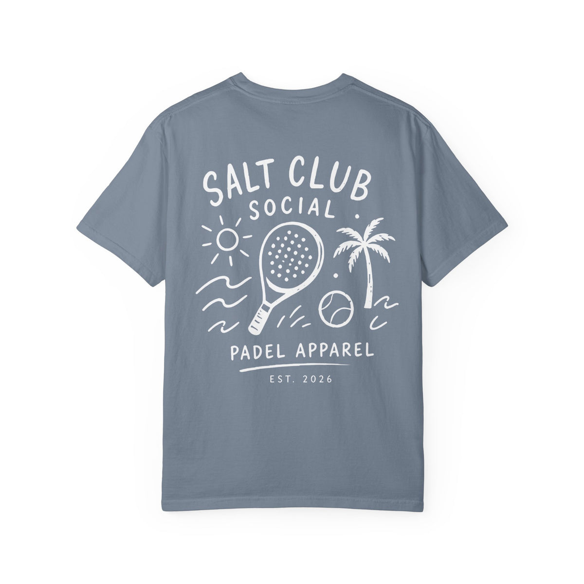 Salt Club Social Padel Paddle T-shirt | Beach Palm Waves Design