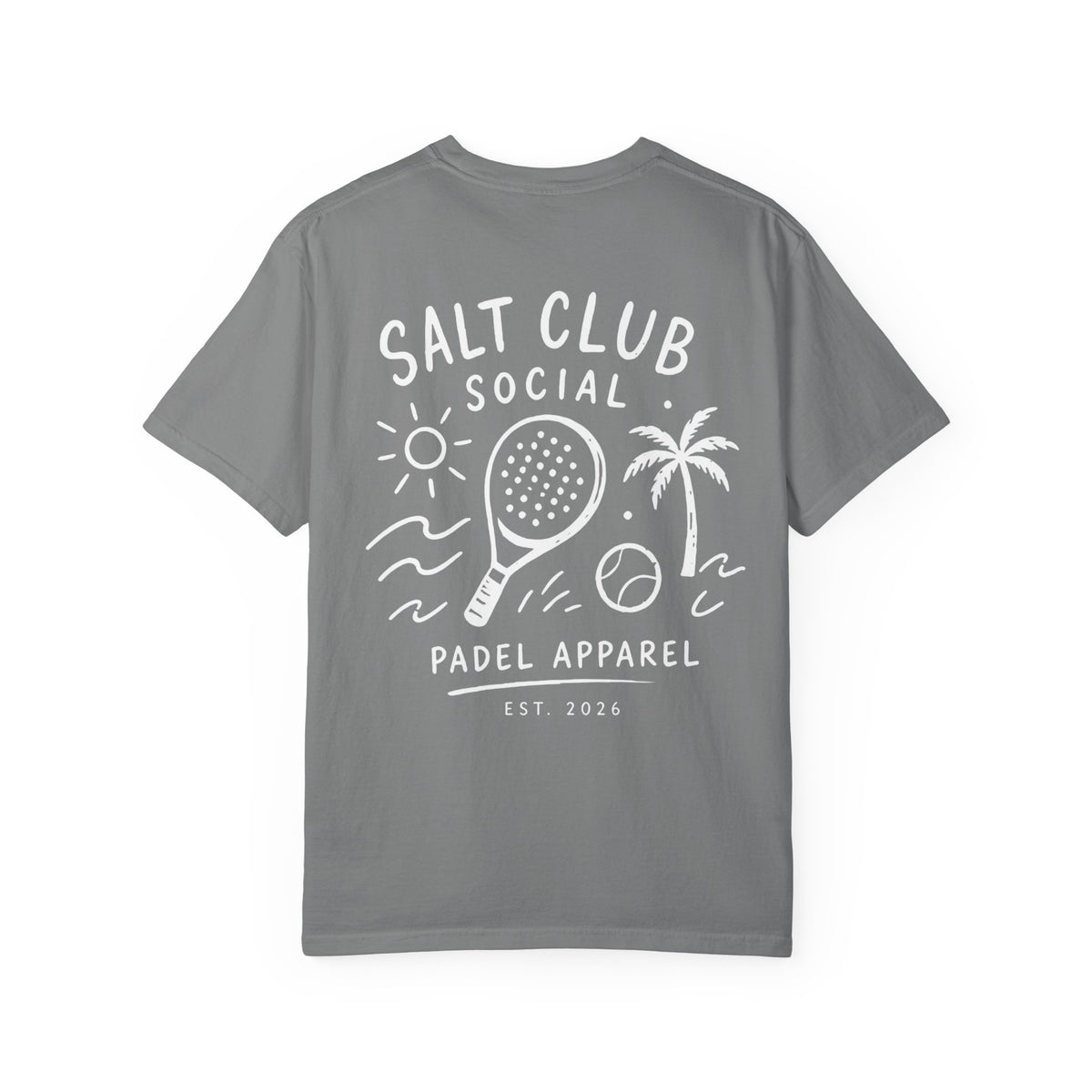 Salt Club Social Padel Paddle T-shirt | Beach Palm Waves Design