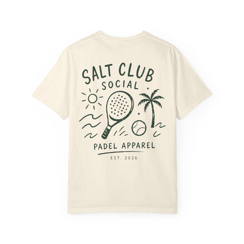 Salt Club Social Padel Paddle T-shirt | Beach Palm Waves Design