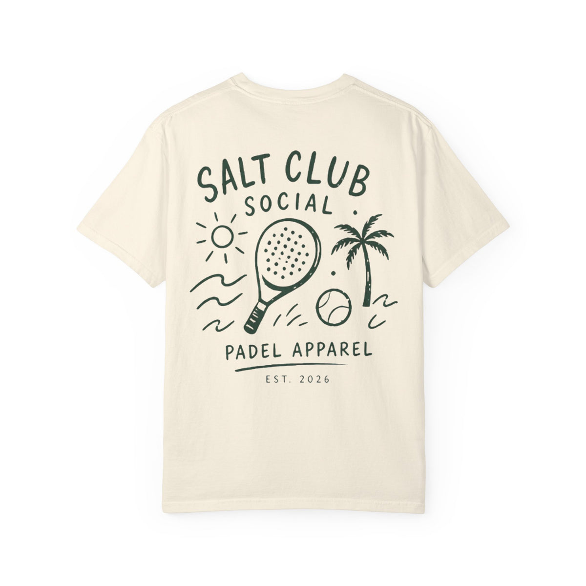 Salt Club Social Padel Paddle T-shirt | Beach Palm Waves Design