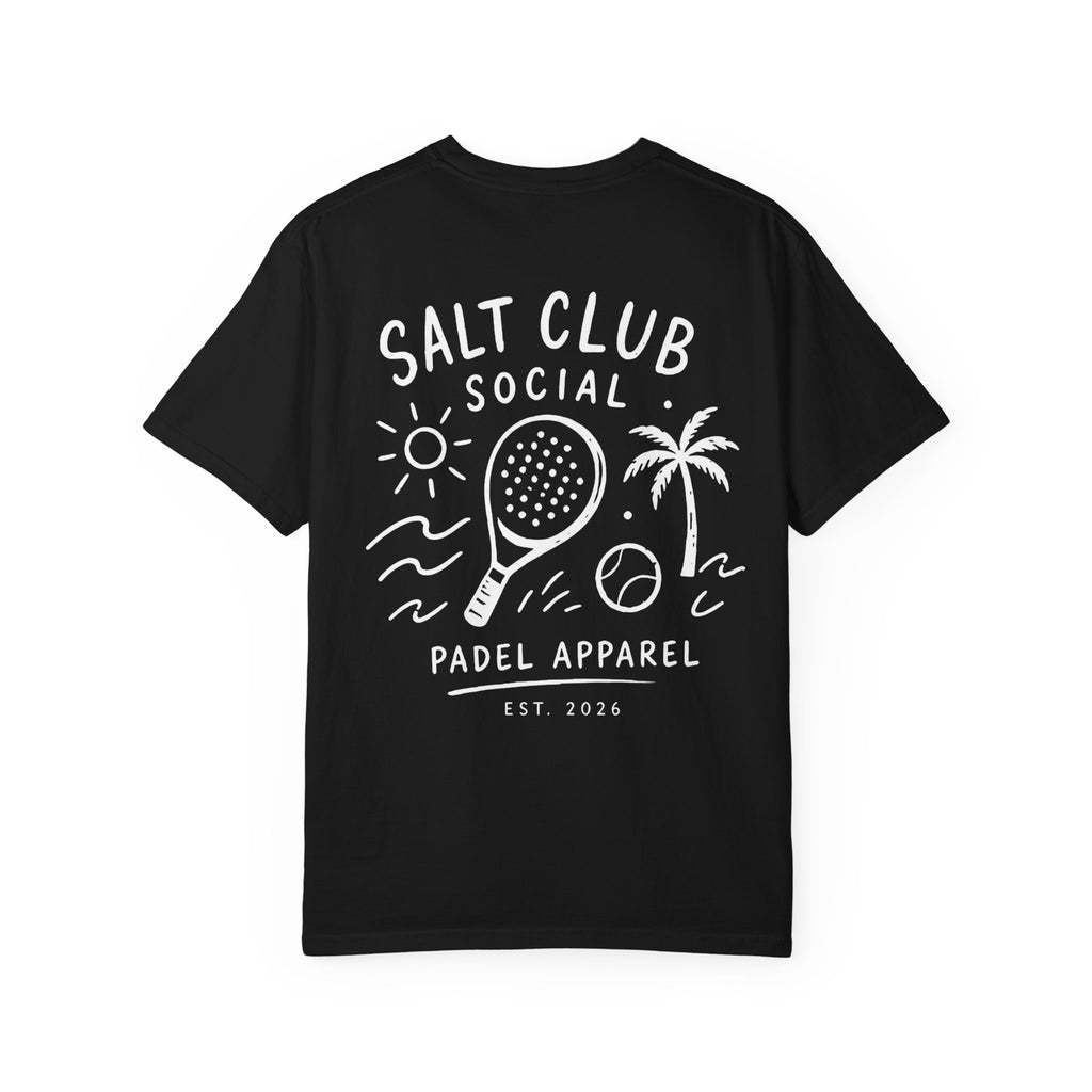 Salt Club Social Padel Paddle T-shirt | Beach Palm Waves Design