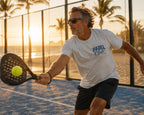 Padel Club Graphic Tee, Padel Rackets, Palm Trees, Court Design, Varsity T-shirt